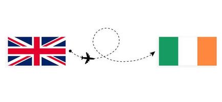 vol et voyage du royaume-uni de grande-bretagne à l'irlande par concept de voyage en avion de passagers vecteur