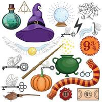 Halloween sorcellerie et la magie articles, Jeu actifs. potion bouteille, lanterne, crâne, bougie vecteur