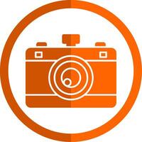 caméra glyphe Orange cercle icône vecteur