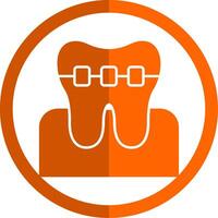 un appareil dentaire glyphe Orange cercle icône vecteur