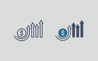 contour de l'icône de profit et style solide vecteur