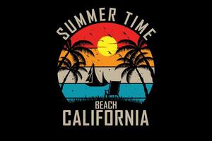 heure d'été plage californie design vintage rétro vecteur