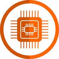 CPU glyphe Orange cercle icône vecteur
