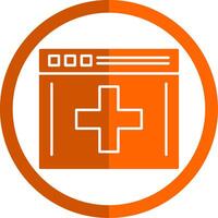 médical app glyphe Orange cercle icône vecteur