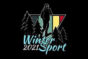 conception rétro de silhouette de sport d'hiver vecteur