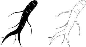 contour silhouette ginseng icône ensemble vecteur