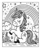 coloriage de licorne pour les enfants vecteur