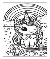 coloriage de licorne pour les enfants vecteur