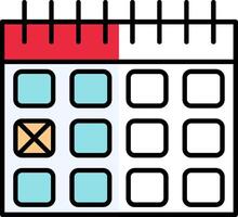 calendrier Date rempli moitié Couper icône vecteur