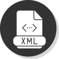 xml glyphe gris cercle icône vecteur