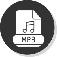 mp3 glyphe gris cercle icône vecteur
