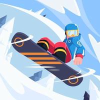 l'homme joue au snowboard vecteur