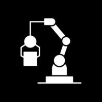 robotique machine glyphe inversé icône vecteur