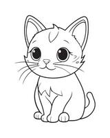 mignonne chat coloration pages, chat illustration, magnifique chat noir et blanc vecteur