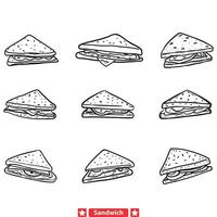 satisfaisant sandwich silhouettes ajouter saveur à votre nourriture en relation graphique vecteur