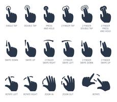 Toucher les icônes de gestes