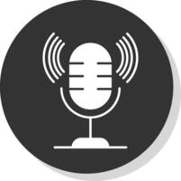 microphone glyphe gris cercle icône vecteur