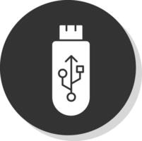 USB glyphe gris cercle icône vecteur