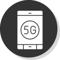 5g glyphe gris cercle icône vecteur