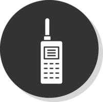 walkie talkie glyphe gris cercle icône vecteur