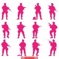 courageux fraternité frappant soldat silhouette dessins pour patriotique graphique et militaire thèmes vecteur