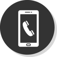 téléphone appel glyphe gris cercle icône vecteur