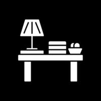 icône inversée de glyphe de lampe de table vecteur