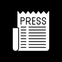 icône inversée de glyphe de communiqué de presse vecteur