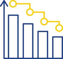 graphique à barres, ligne, deux, couleur, icône vecteur