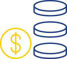 pièce de monnaie empiler ligne deux Couleur icône vecteur
