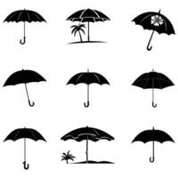 élégant parapluie découpes moderne silhouettes parfait pour graphique conception vecteur
