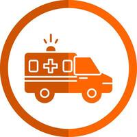 ambulance glyphe Orange cercle icône vecteur