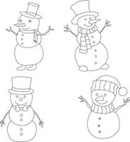 contour bonhomme de neige clipart ensemble pour les amoureux de hiver saison. cette hiver thème bonhomme de neige costume Noël fête vecteur