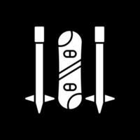 icône inversée de glyphe de snowboard vecteur