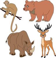 coloré animaux clipart ensemble. dessin animé sauvage animaux clipart ensemble pour les amoureux de faune vecteur