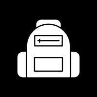 icône inversée de glyphe de sac d'école vecteur