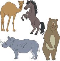 coloré animaux clipart ensemble. dessin animé sauvage animaux clipart ensemble pour les amoureux de faune vecteur