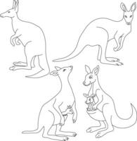 kangourou clipart ensemble. dessin animé sauvage animaux clipart ensemble pour les amoureux de faune vecteur