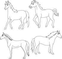 cheval clipart ensemble. dessin animé sauvage animaux clipart ensemble pour les amoureux de faune vecteur