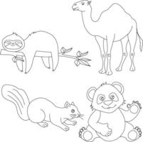 contour animaux clipart ensemble. dessin animé sauvage animaux clipart ensemble pour les amoureux de faune vecteur