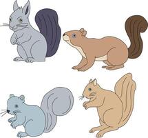 écureuil clipart ensemble. dessin animé sauvage animaux clipart ensemble pour les amoureux de faune vecteur