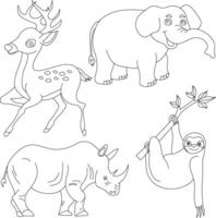 contour animaux clipart ensemble. dessin animé sauvage animaux clipart ensemble pour les amoureux de faune vecteur