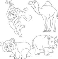 contour animaux clipart ensemble. dessin animé sauvage animaux clipart ensemble pour les amoureux de faune vecteur