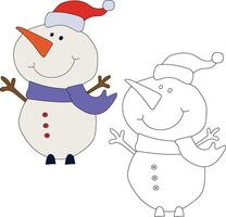 bonhomme de neige clipart pour les amoureux de hiver saison. cette hiver thème bonhomme de neige costume Noël fête vecteur