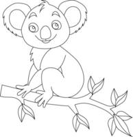 contour koala clipart. griffonnage animaux clipart. dessin animé sauvage animaux clipart pour les amoureux de faune vecteur