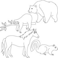 contour animaux clipart ensemble. dessin animé sauvage animaux clipart ensemble pour les amoureux de faune vecteur