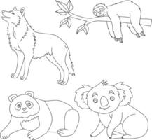 contour animaux clipart ensemble. dessin animé sauvage animaux clipart ensemble pour les amoureux de faune vecteur