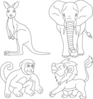 contour animaux clipart ensemble. dessin animé sauvage animaux clipart ensemble pour les amoureux de faune vecteur