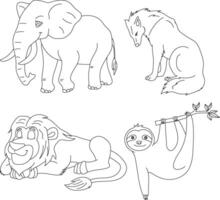 contour animaux clipart ensemble. dessin animé sauvage animaux clipart ensemble pour les amoureux de faune vecteur