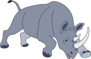 coloré rhinocéros clipart. griffonnage animaux clipart. dessin animé sauvage animaux clipart pour les amoureux de faune vecteur